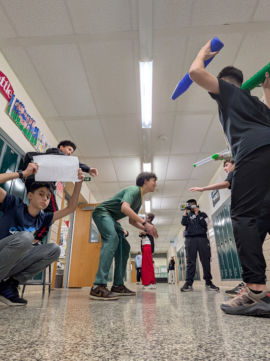 Student posing in the hall