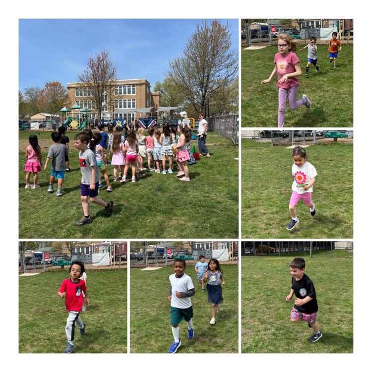 students engage in running buddies during outdoor recess