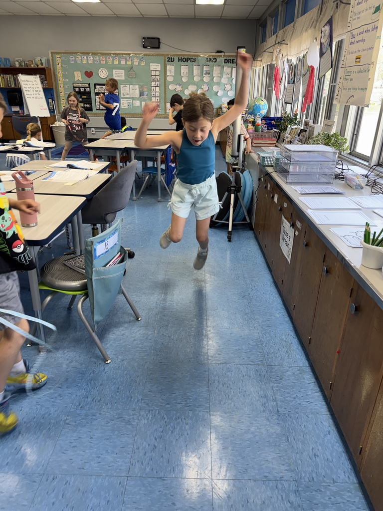 Student jumping.
