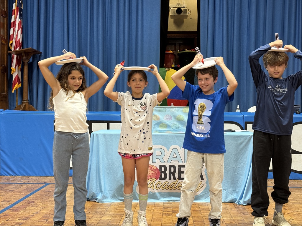 4 students participating in Brain Break assembly