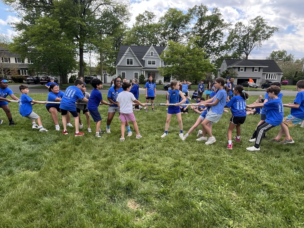 Students having fun at Field Day at Tug of War!
