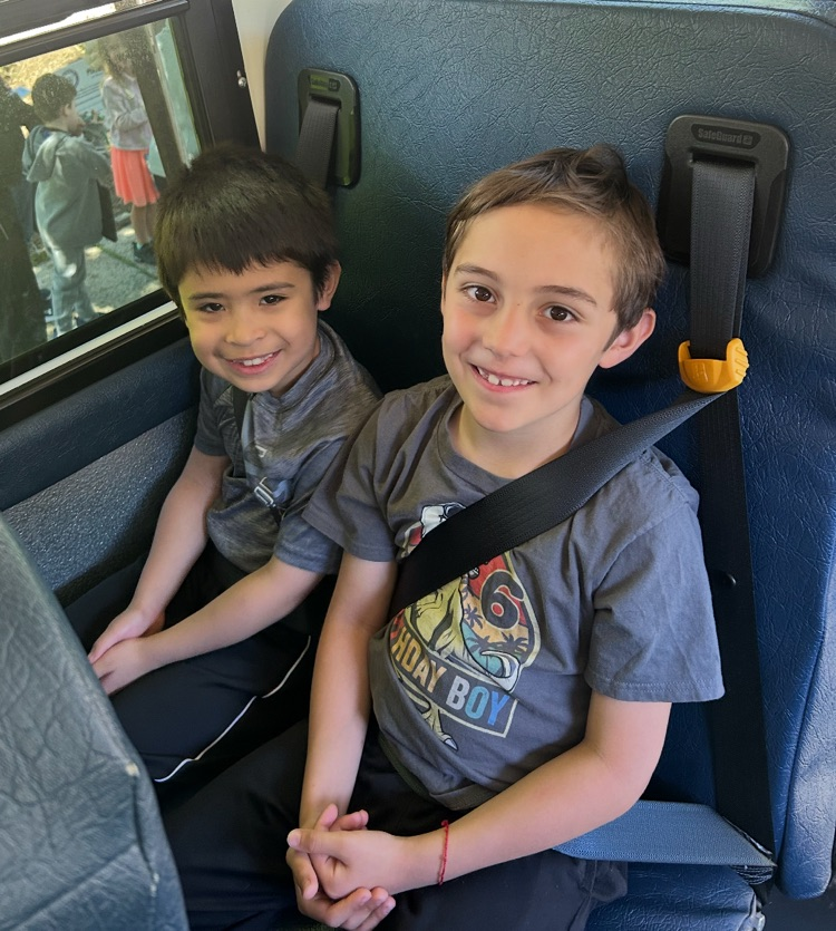 students sitting on the bus
