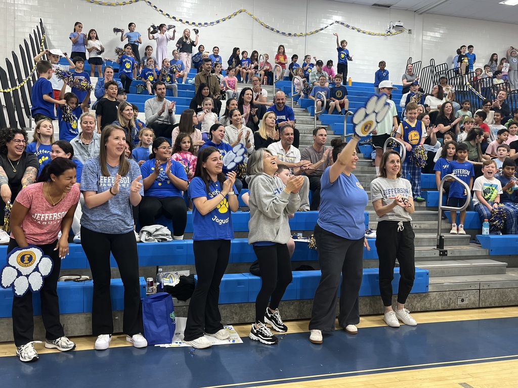Jefferson staff, families and students cheer for everyone.