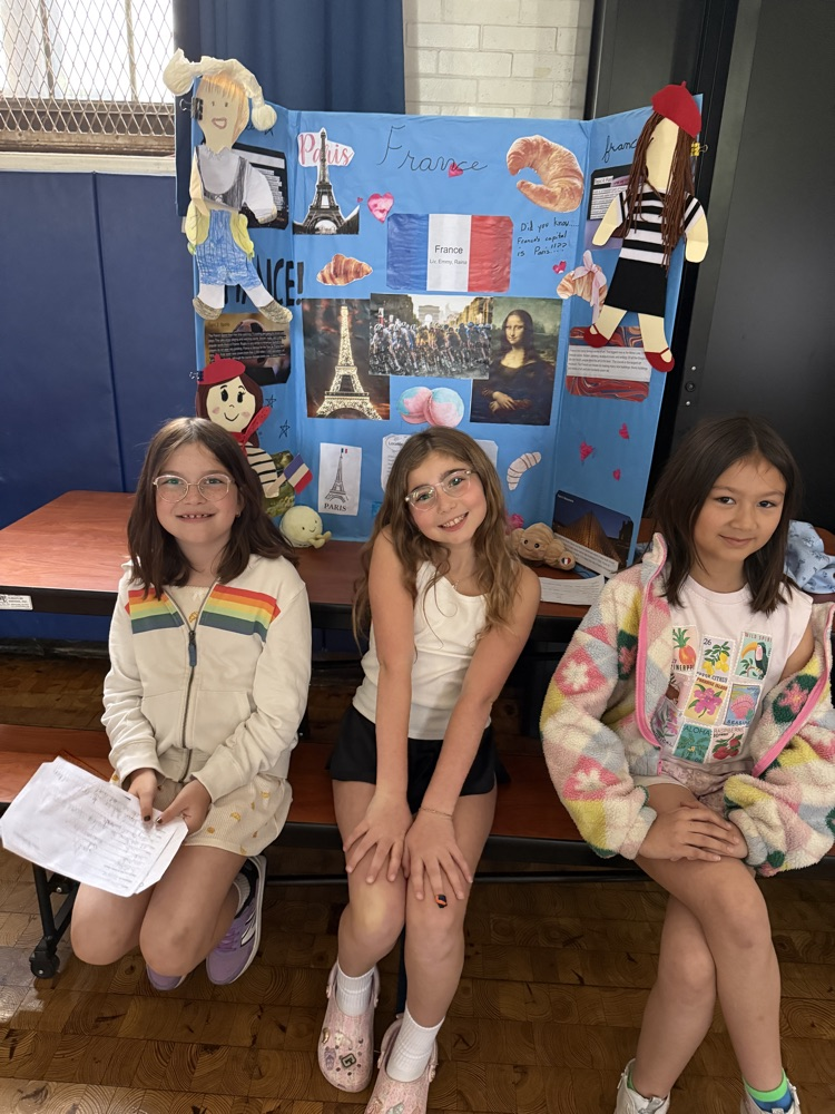 students with their country presentation project