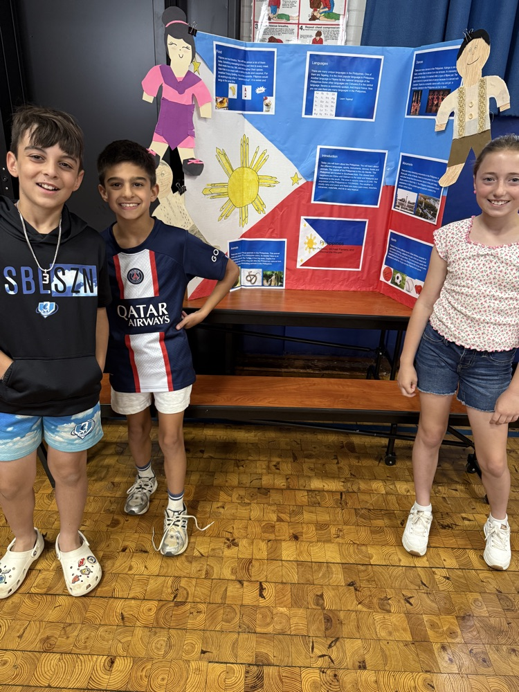 students with their country presentation project