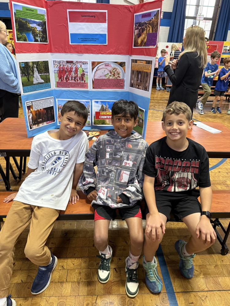 students with their country presentation project