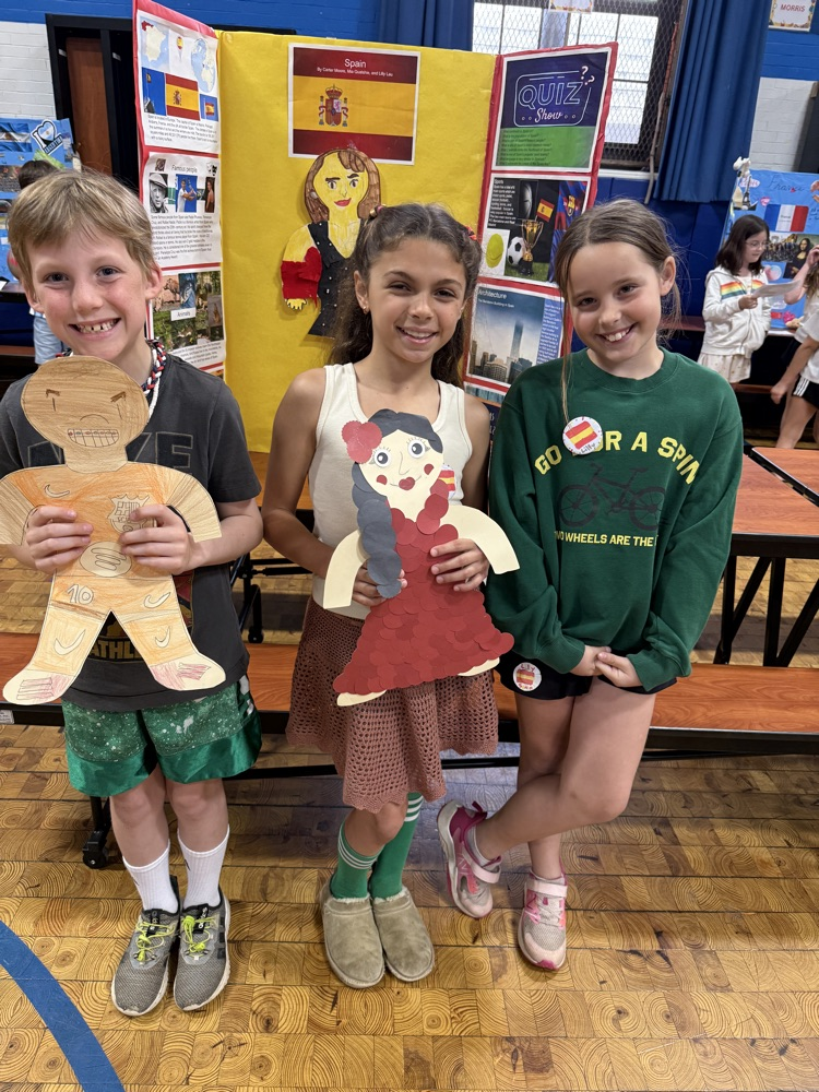 students with their country presentation project