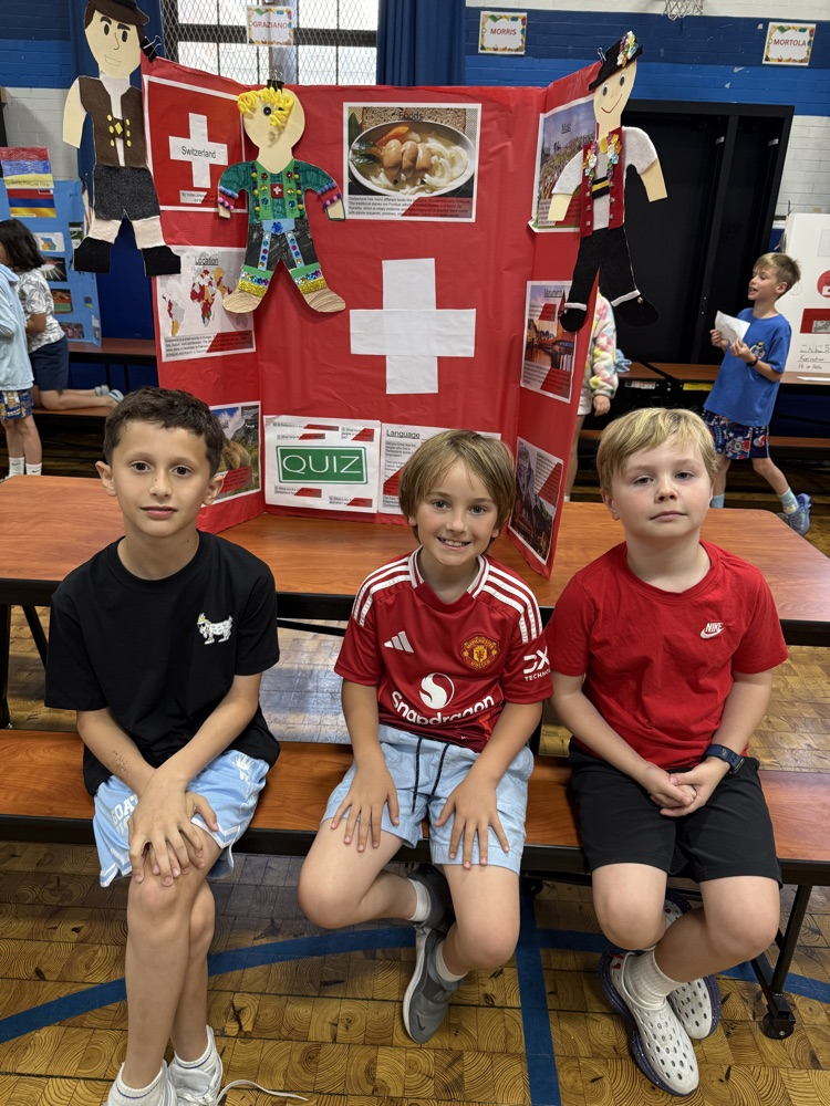 students with their country presentation project