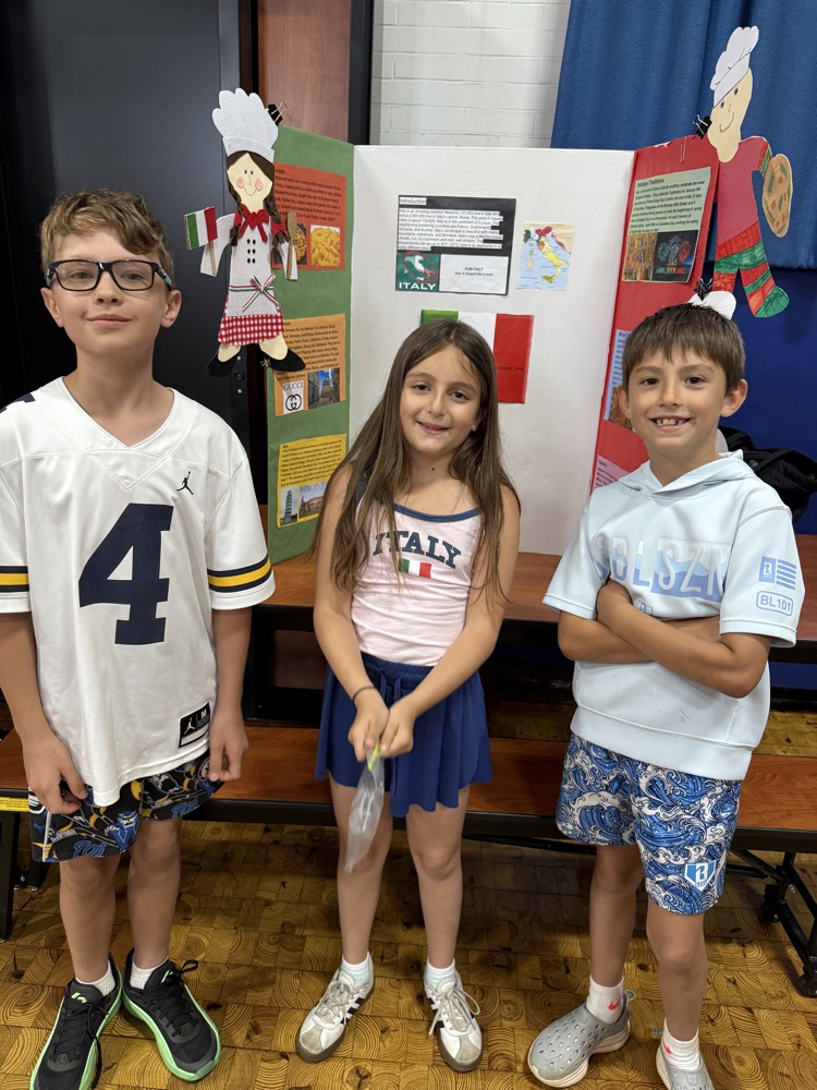 students with their country presentation project