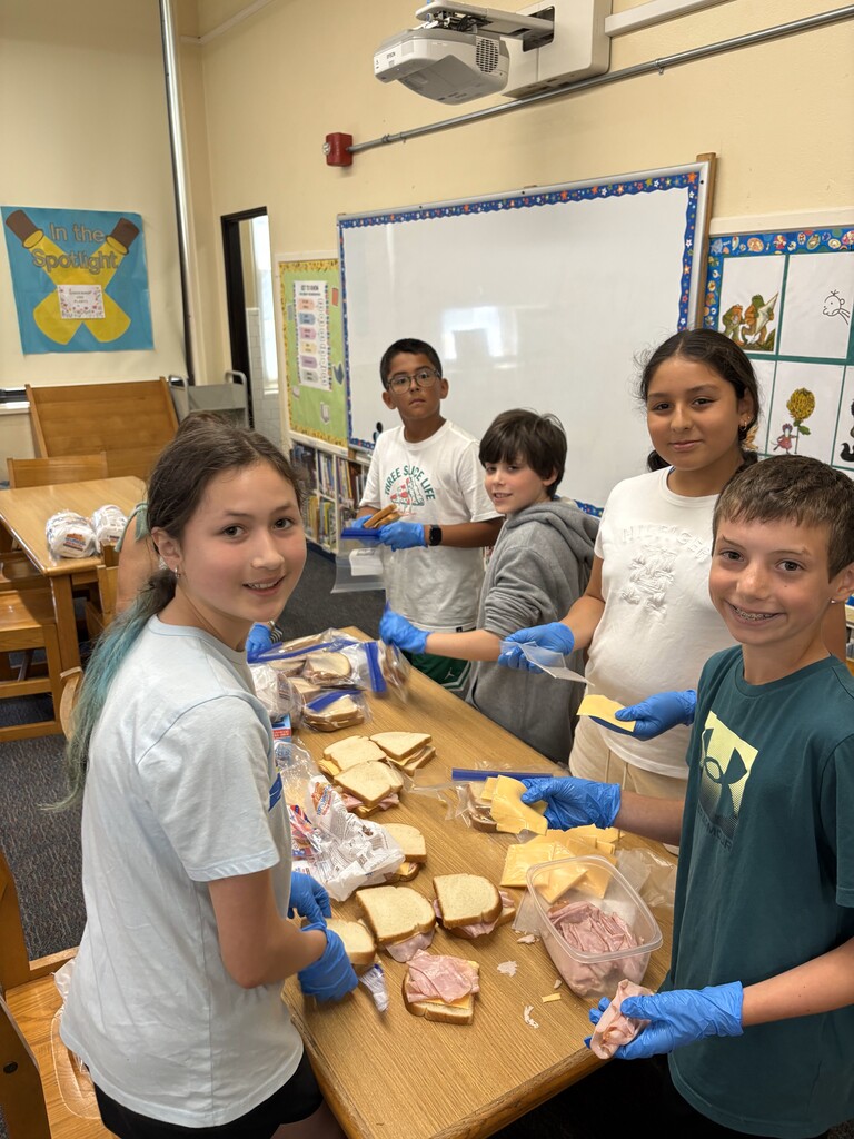 Students making sandwiches