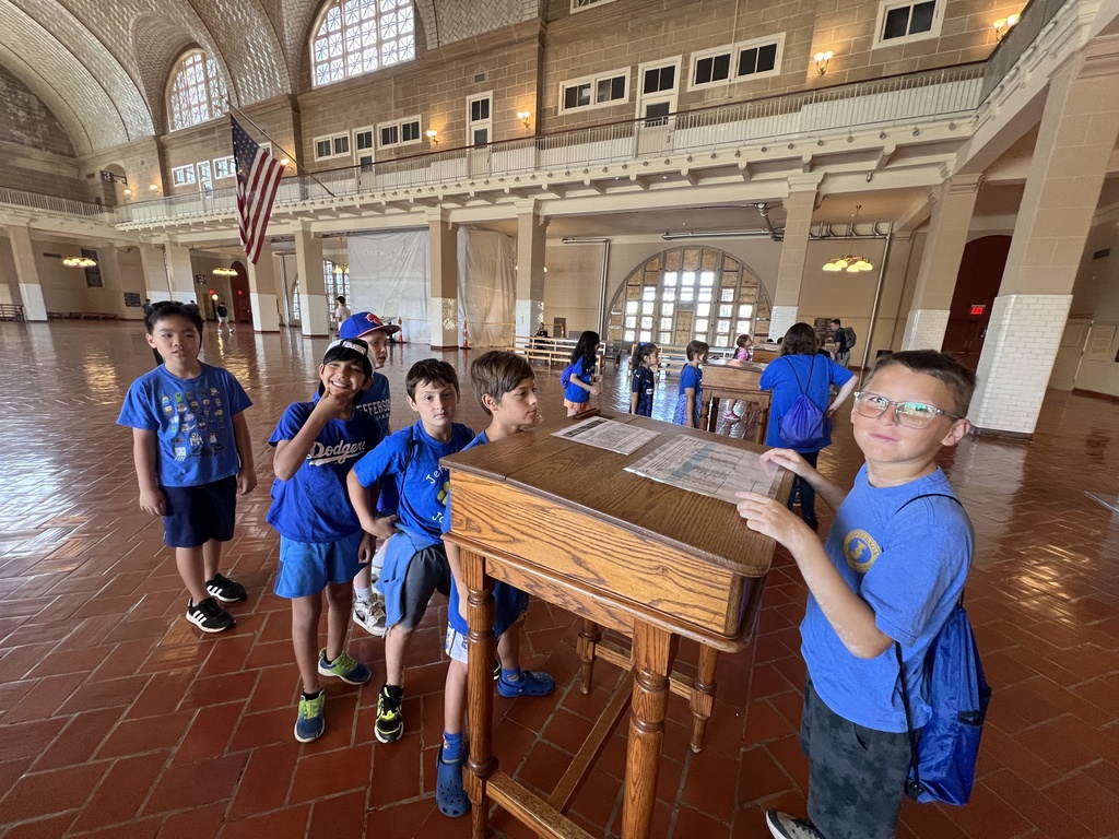 Students exploring the registration room.