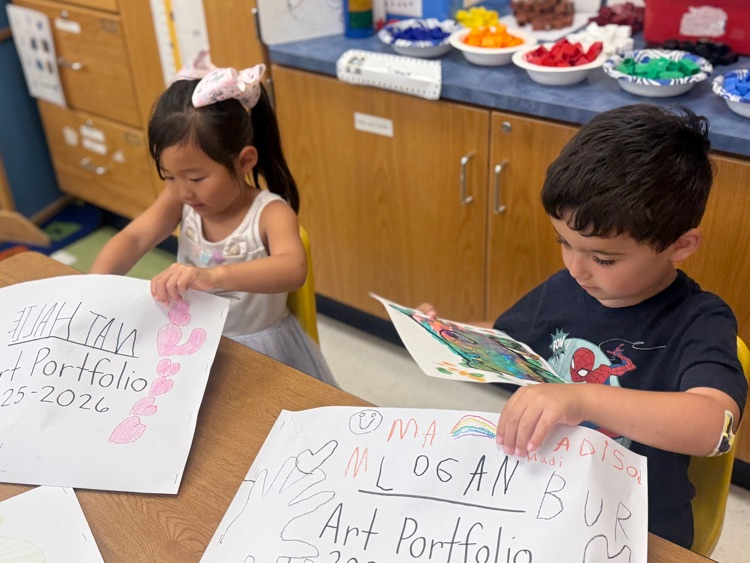 students organized their art portfolio