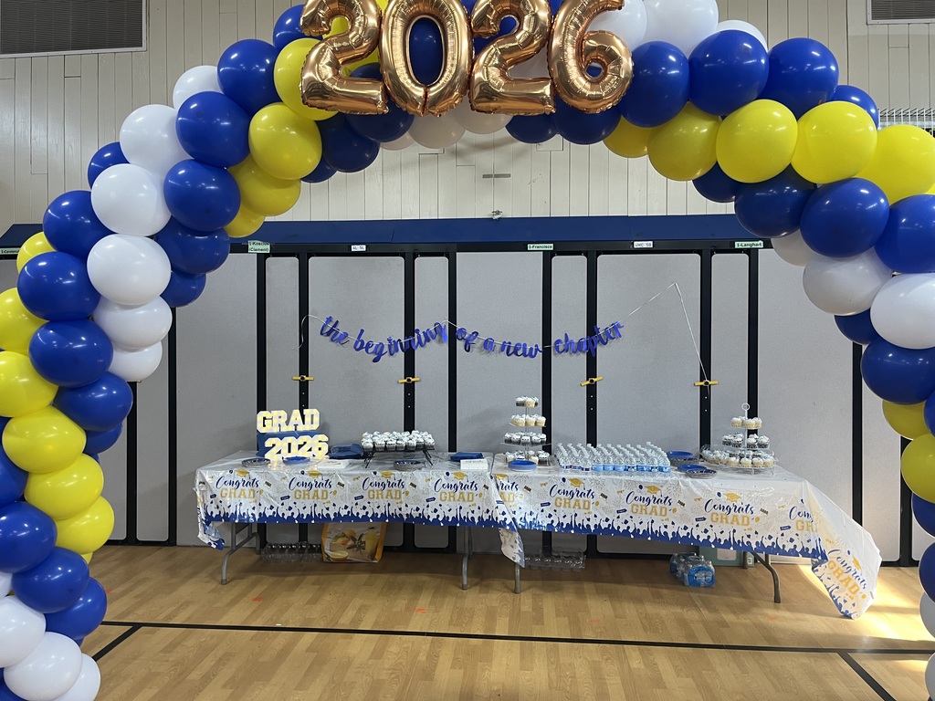 Class of balloon arch and cupcakes for our 5th graders' special moving up day.