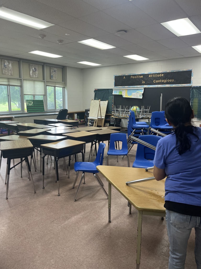 Every desk, chair and table are scrubbed clean.