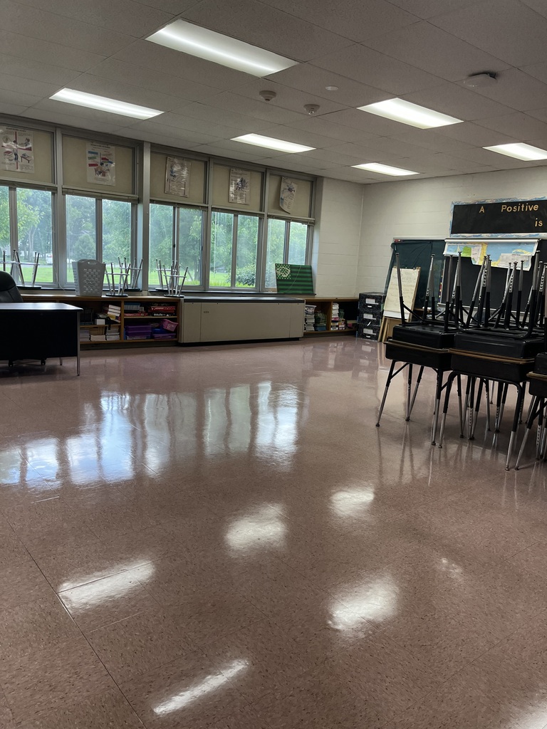 The floors are waxed and shiny.