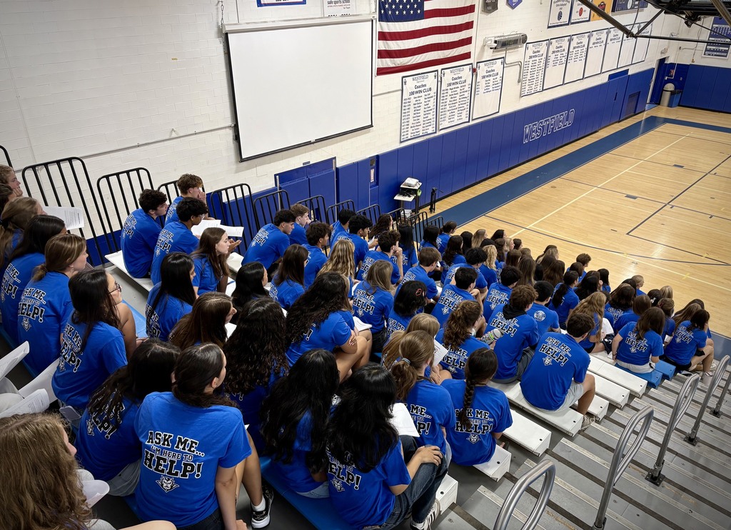 Student volunteers waiting to greet the incoming freshmen and new students