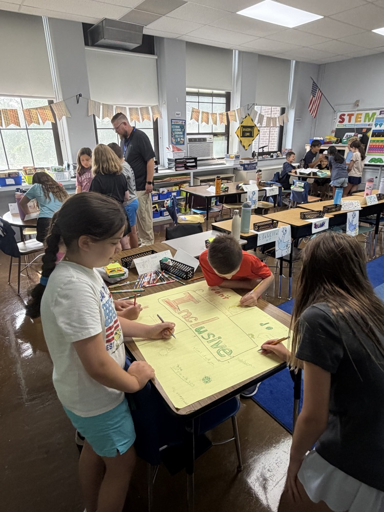 students working in groups