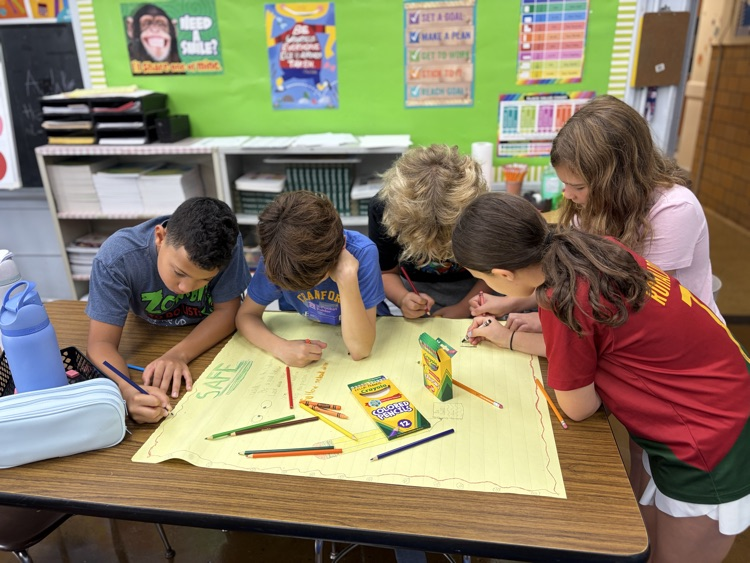 students working in groups