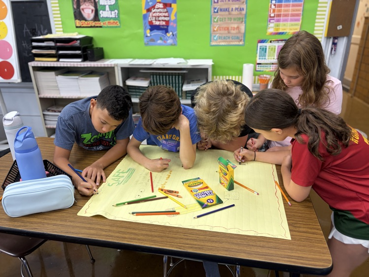 students working in groups