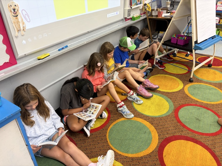 students reading