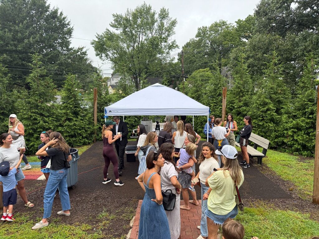 parents standing at PTO coffee cart