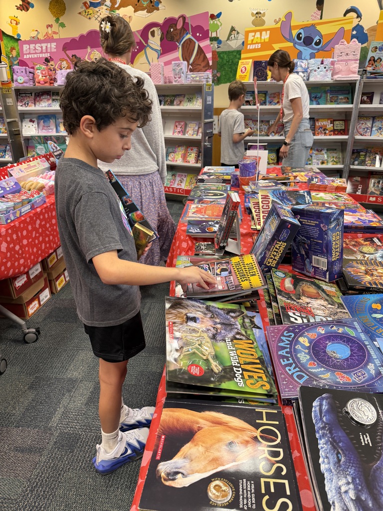 student exploring books at the book fair