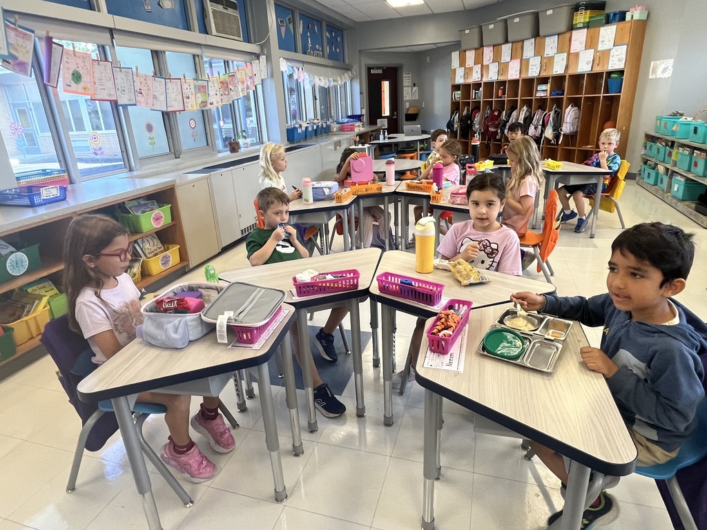 Students enjoying snack time.