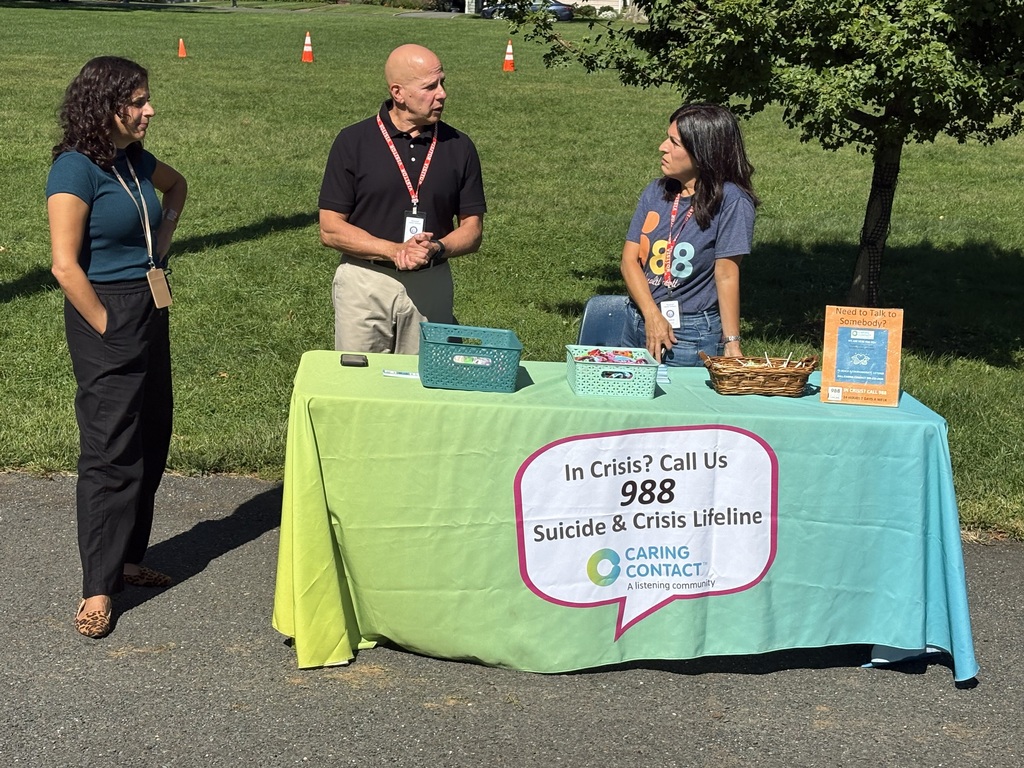 In observance of National Suicide Prevention Month, we have invited Caring Contact (www.caringcontact.org), an award-winning, volunteer-staffed, caring and crisis hotline to host an information table at lunch recess on Monday, September 14th. We are very lucky to have this amazing organization located in our very own town.