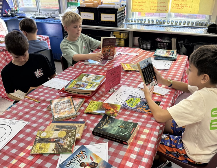 students engage in a “book tasting”