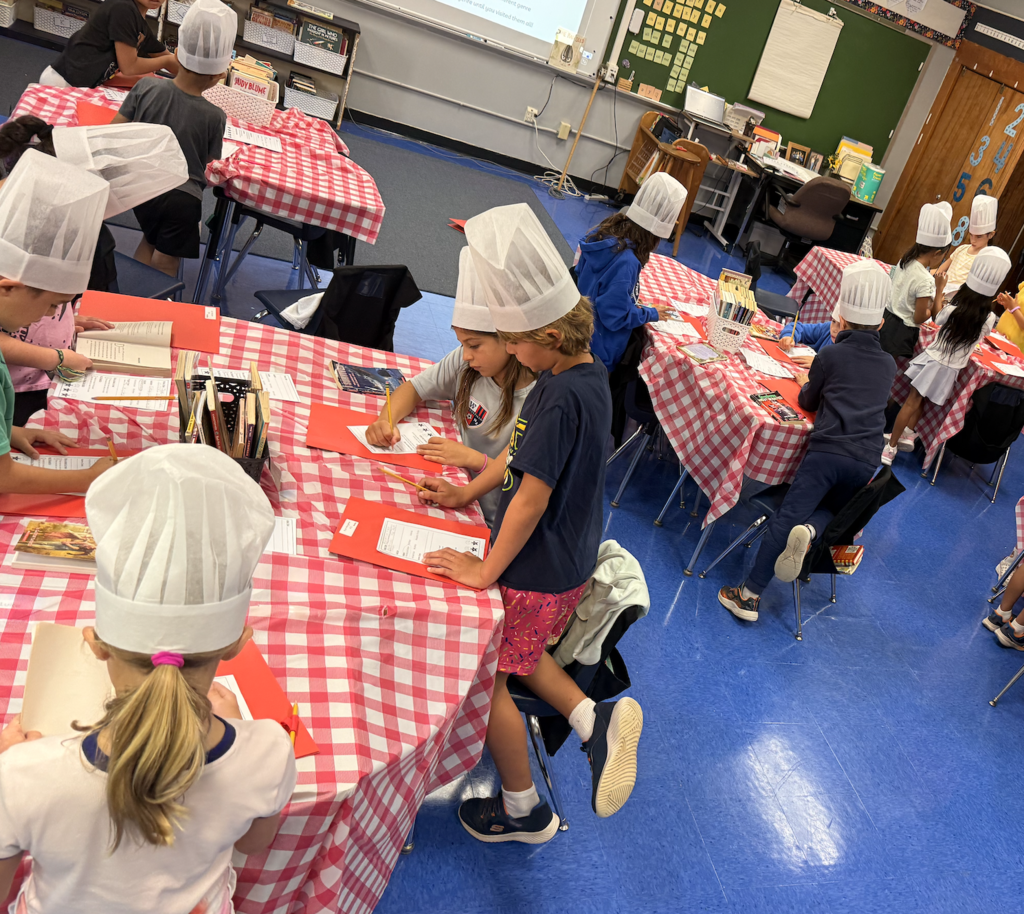 Students looking at the genre menu.