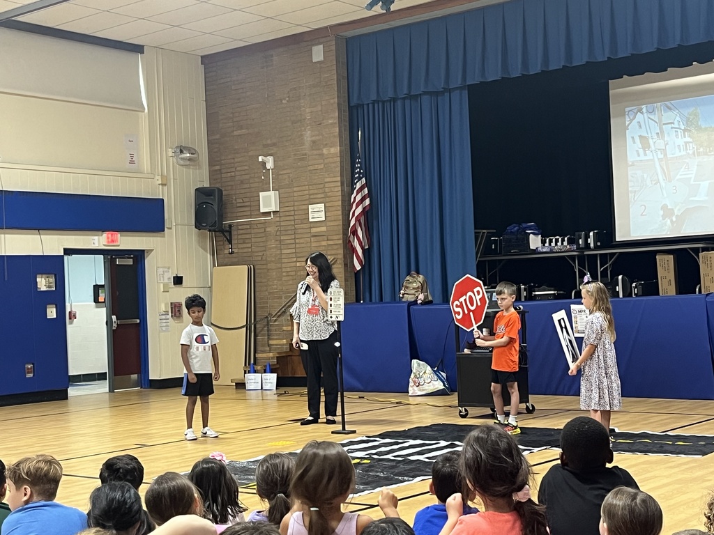 Presenter has students demonstrate how to safely cross the street.