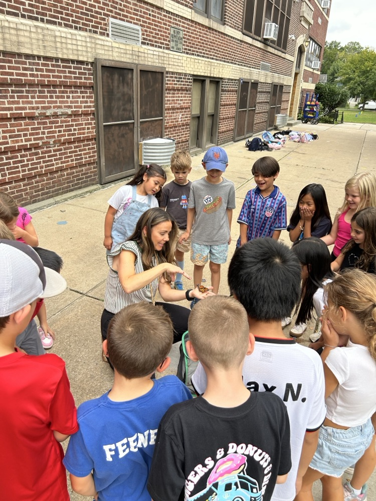 students releasing butterflies