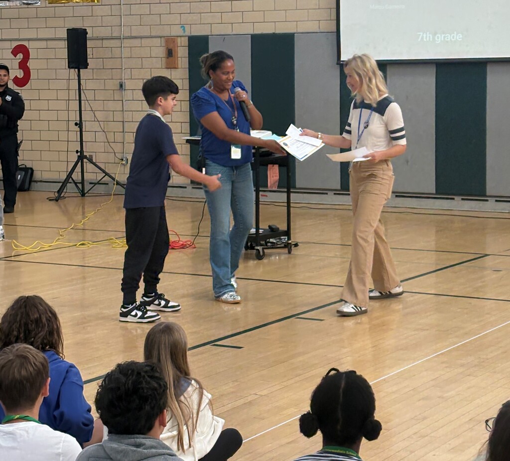 Students receiving Student of the month award
