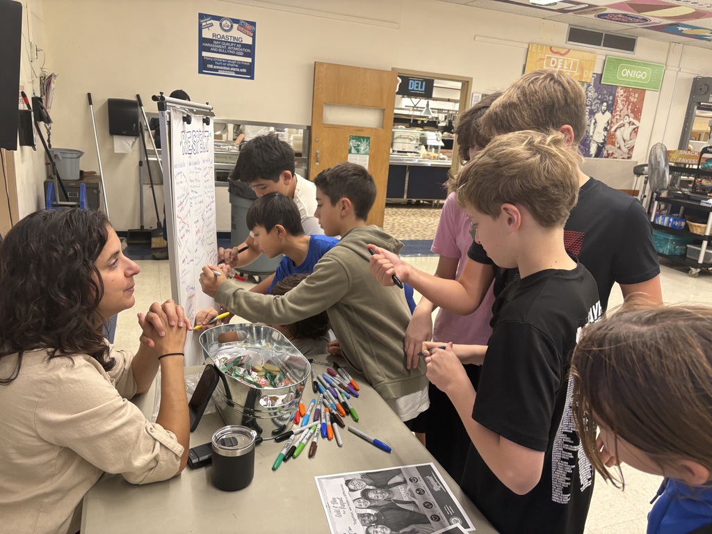 🤝 Week of Respect – Day 1! Our 6th graders helped kick off the week by adding their thoughts and ideas to our Respect Board! Students did a fantastic job following the lead of our Student Assistance Counselor, Mrs. Trottere, and sharing what respect looks, sounds, and feels like at Roosevelt. 💙  A great start to a meaningful week focused on one of our most important school rules: Take Care of Each Other! 🌟