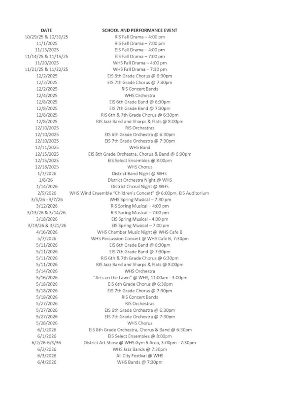 school performance schedule