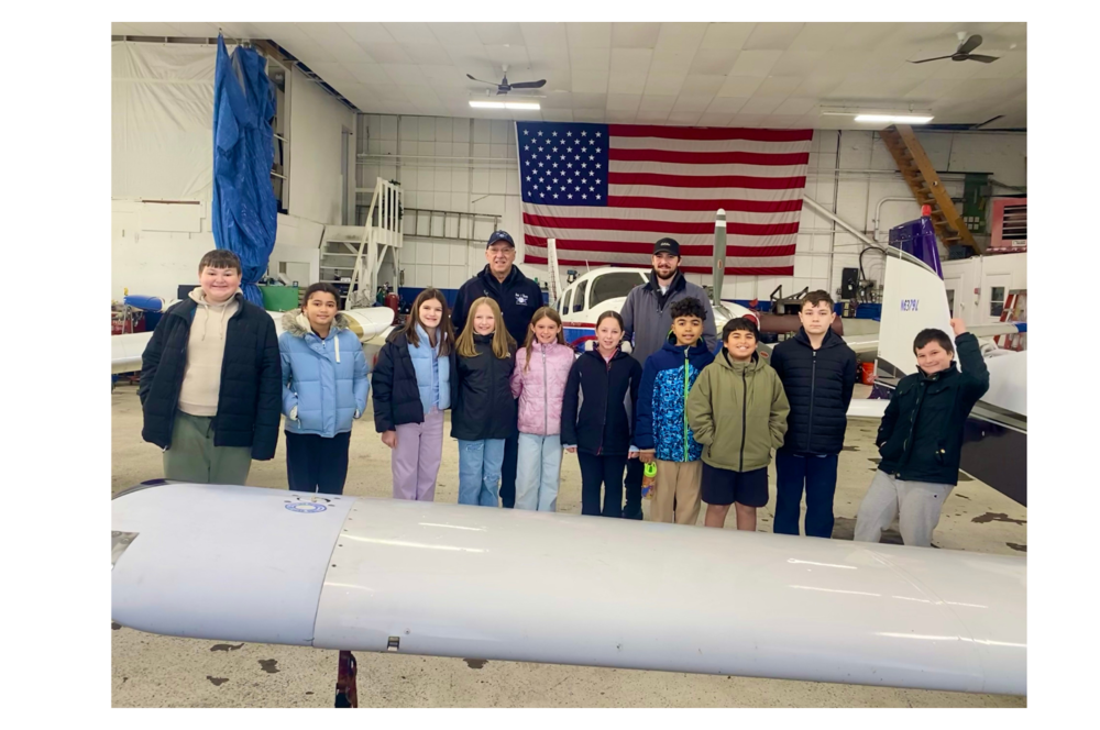 Students and teachers together at Barnes Airport