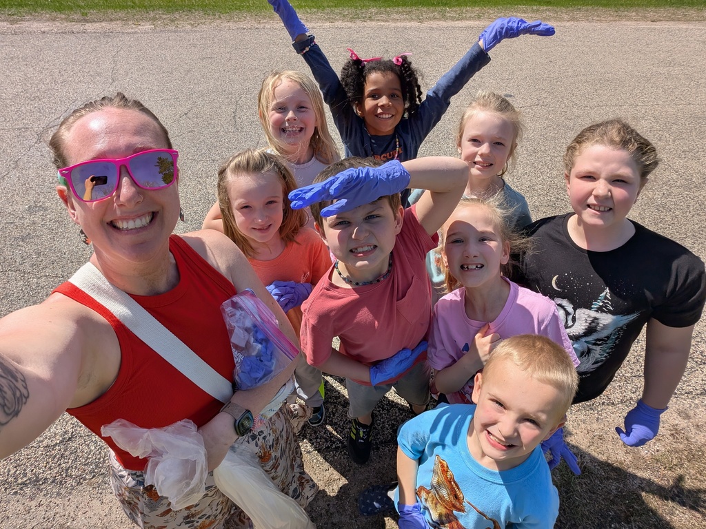 CES students picking up trash on Earth Day #pioneers