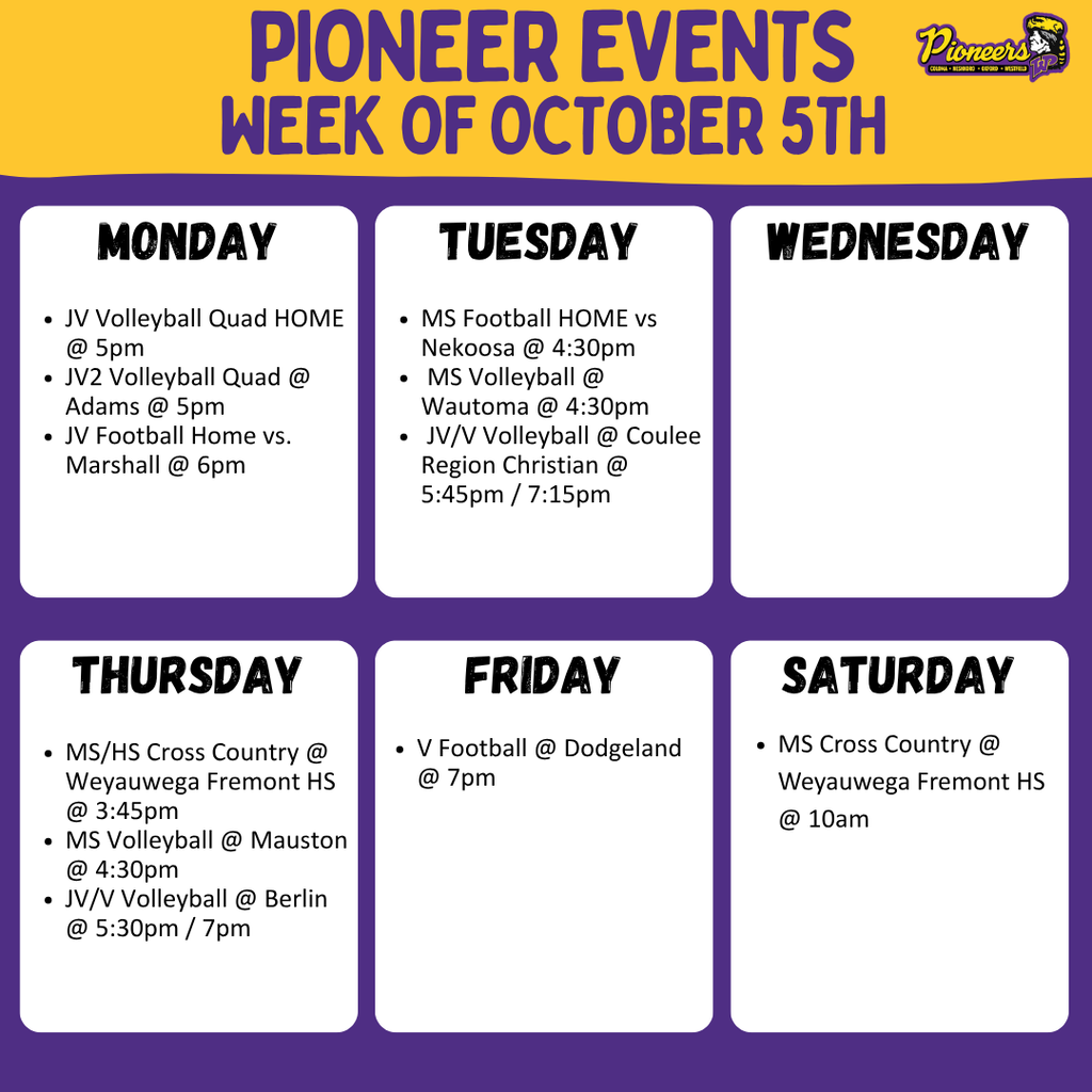 Week of October 5th Events