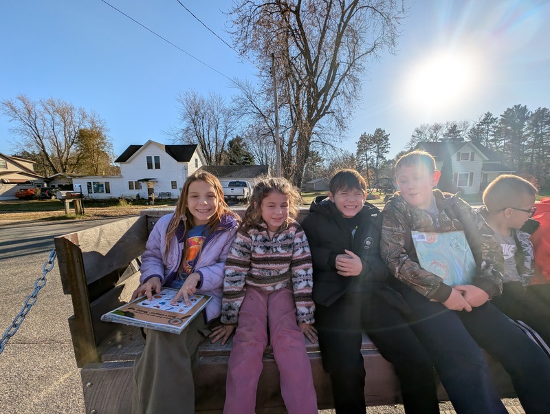 Wagon ride to the school forest