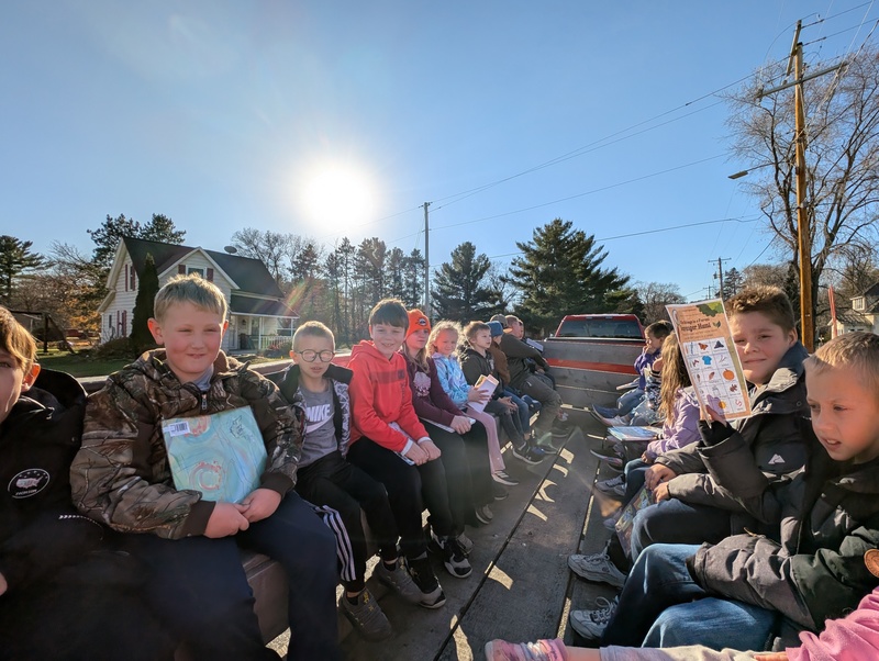 Wagon ride to the school forest