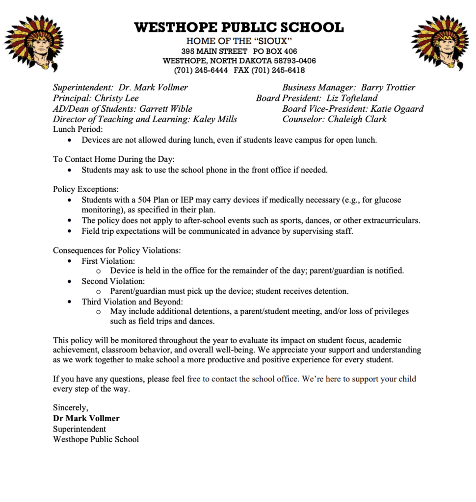 Cell phone policy