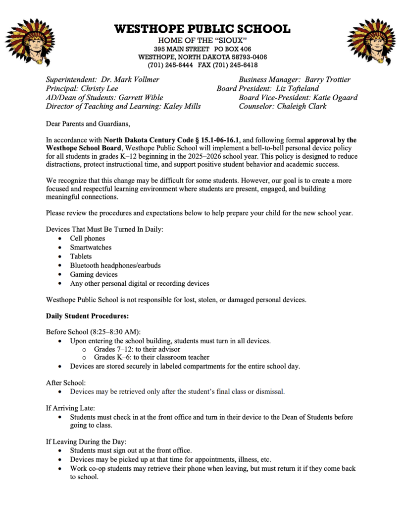 Cell phone policy