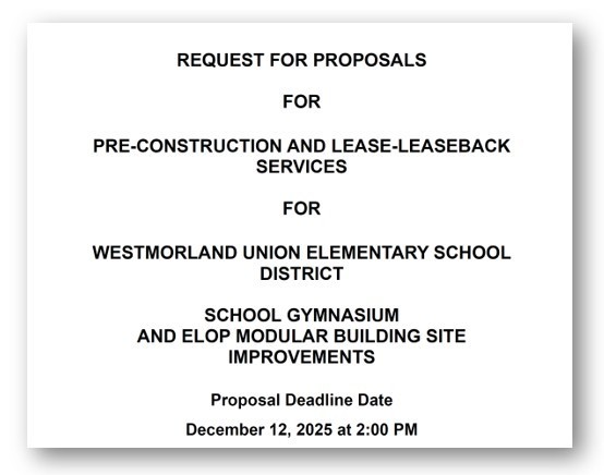 RFPs School Gymnasium & ELOP Classrooms