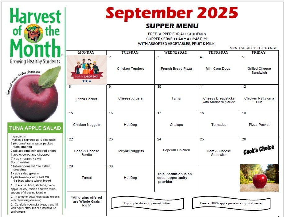 September Supper Menu
