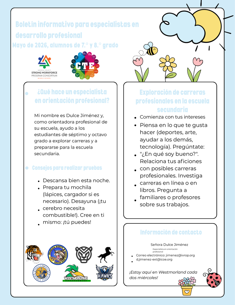 Career Specialist May Bulletin (Spanish)