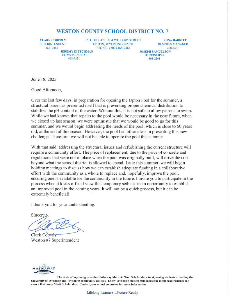 Pool Letter