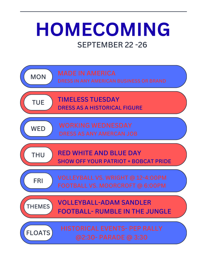 Homecoming schedule