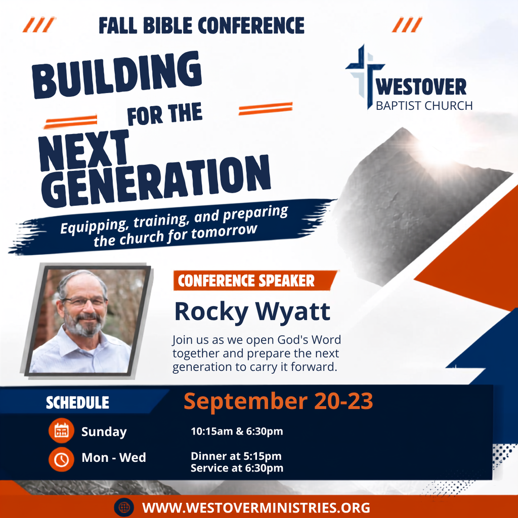 Join us for our annual conference as Pastor Rocky Wyatt speaks on the importance of building the ministry of the church for the next generation!