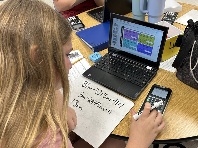 student working on Chromebook