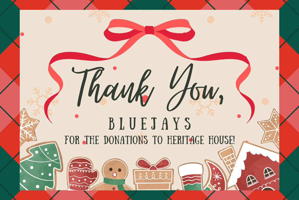 Christmas themed thank you message for the snack and toiletry drive